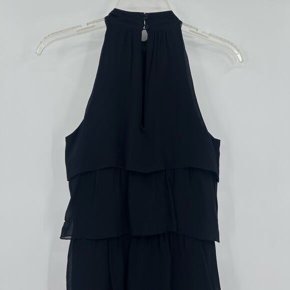 AX Armani Exchange 100% Silk Ruffle Mini Dress Cocktail LBD Date Night Womens 0 - Picture 9 of 11